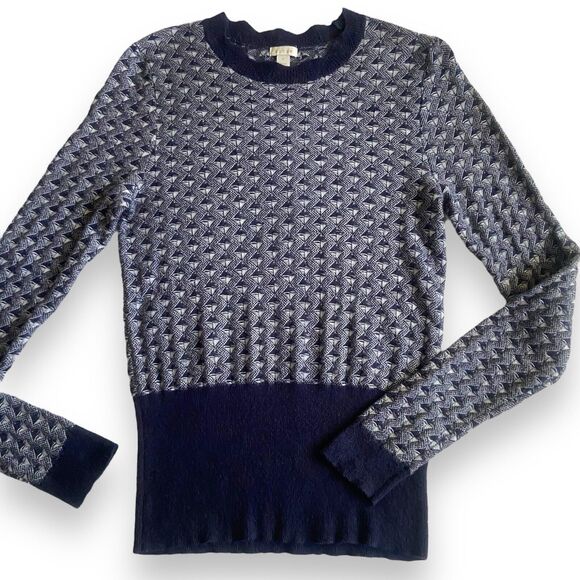 Hinge Women’s Wool Blend Blue Grey Knit Pullover Sweater Size S Cozycore - Picture 5 of 11